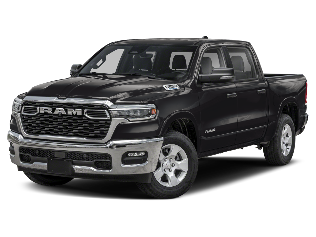 2025 RAM 1500 Big Horn Crew Cab 4x4 5'7" Box in Black — front three-quarter view