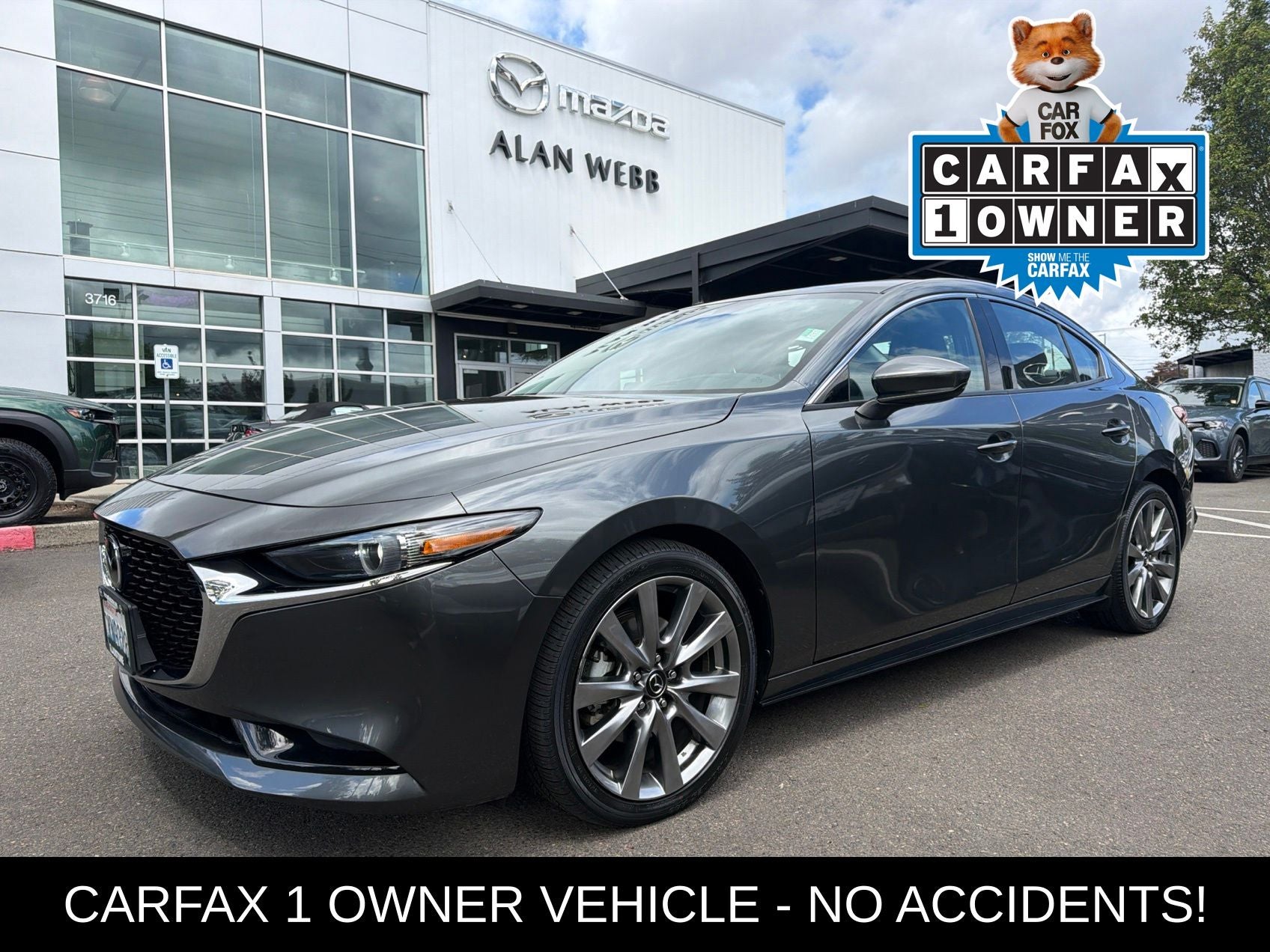 2023 Mazda Mazda3 2.5 S Premium Package in Machine Gray Metallic — front three-quarter view